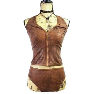 ❄️ KARLA COLETTO: Sexy Leather-look Zip-up Tankini